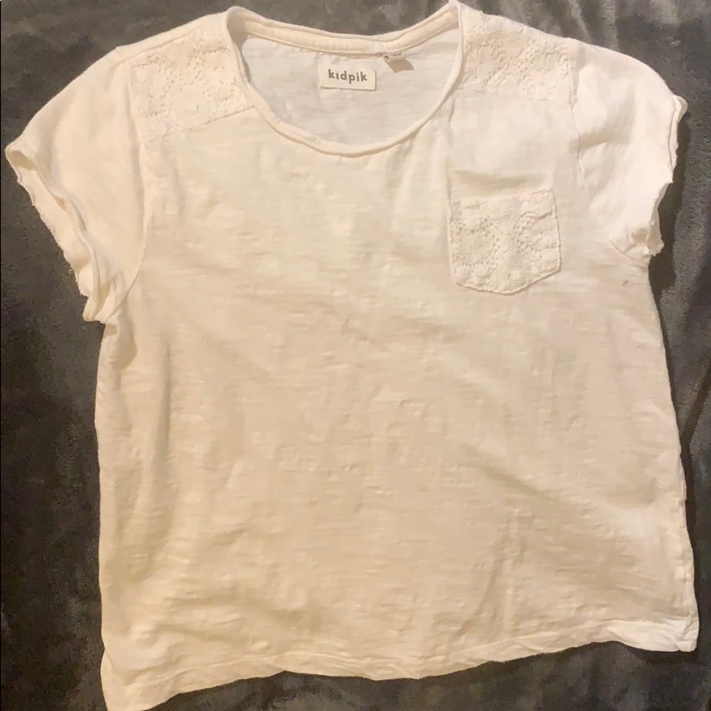 Kidpik Lace Detail Distressed Tee Girls Size 10